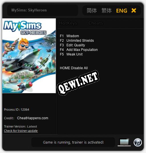 Трейнер для MySims: SkyHeroes [v1.0.5]