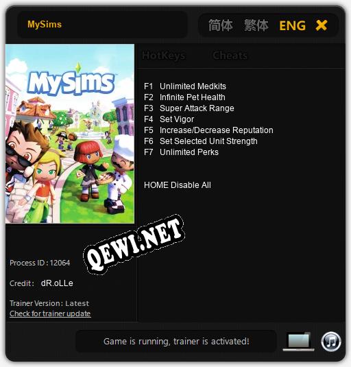 Трейнер для MySims [v1.0.3]
