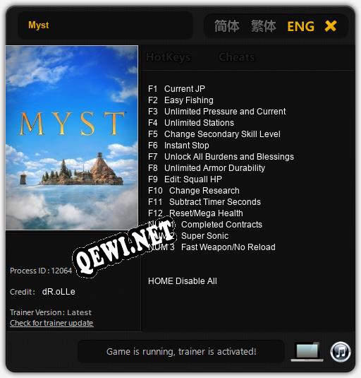 Трейнер для Myst [v1.0.2]