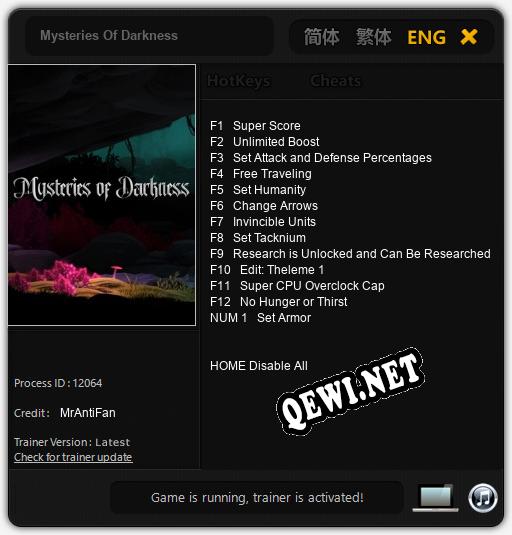 Mysteries Of Darkness: Читы, Трейнер +13 [MrAntiFan]