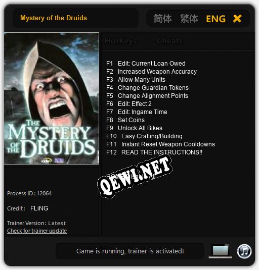Трейнер для Mystery of the Druids [v1.0.7]