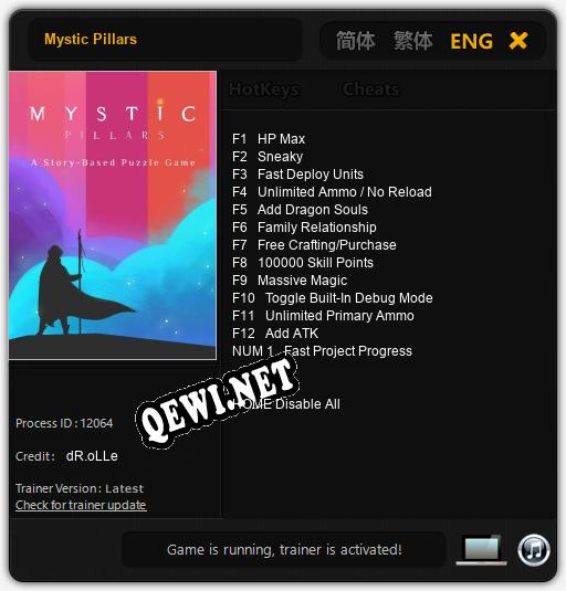 Mystic Pillars: ТРЕЙНЕР И ЧИТЫ (V1.0.24)