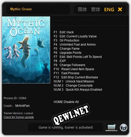 Трейнер для Mythic Ocean [v1.0.7]