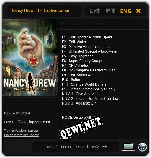 Nancy Drew: The Captive Curse: Трейнер +15 [v1.2]