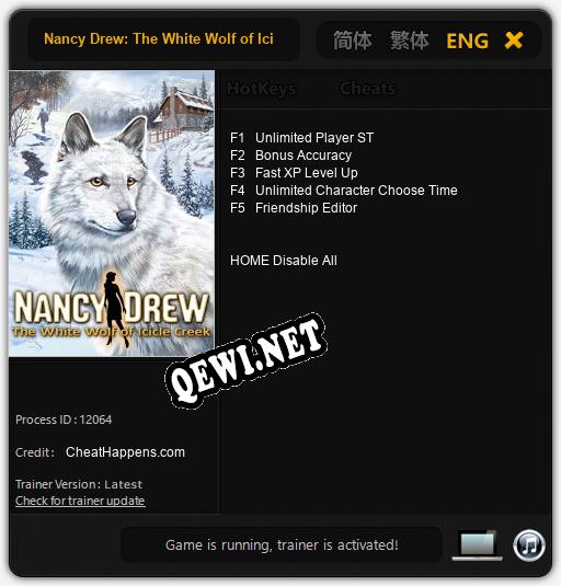 Nancy Drew: The White Wolf of Icicle Creek: Трейнер +5 [v1.3]