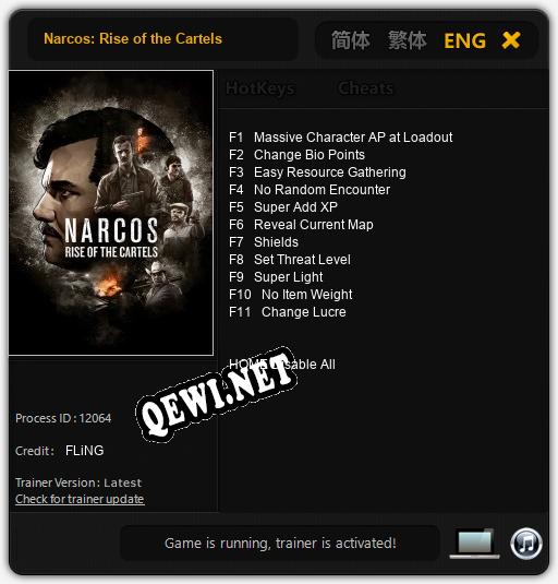 Narcos: Rise of the Cartels: Читы, Трейнер +11 [FLiNG]