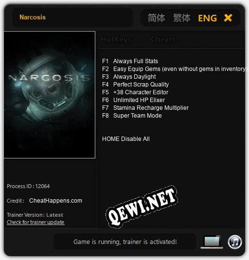 Трейнер для Narcosis [v1.0.3]