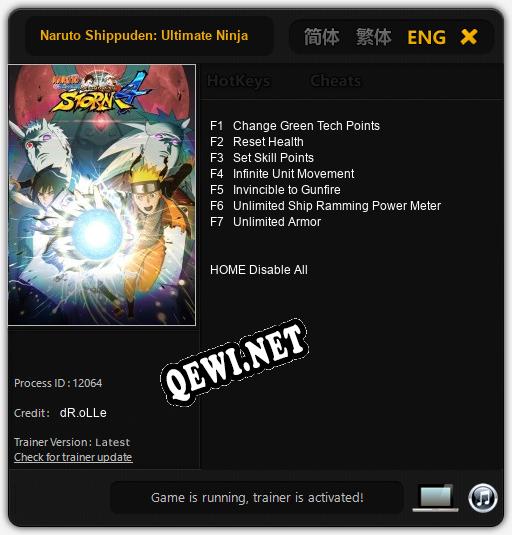 Трейнер для Naruto Shippuden: Ultimate Ninja Storm 4 [v1.0.7]