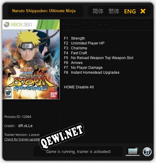 Naruto Shippuden: Ultimate Ninja Storm Generations: Читы, Трейнер +8 [dR.oLLe]