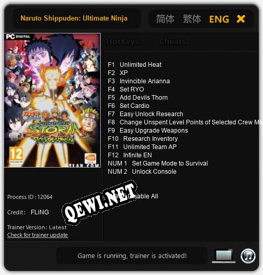 Naruto Shippuden: Ultimate Ninja Storm Revolution: Трейнер +14 [v1.2]