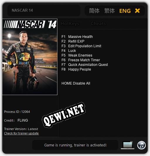 NASCAR 14: ТРЕЙНЕР И ЧИТЫ (V1.0.79)