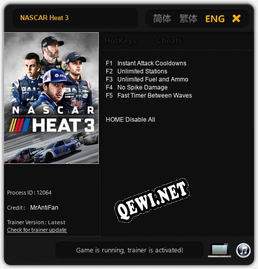 NASCAR Heat 3: Читы, Трейнер +5 [MrAntiFan]