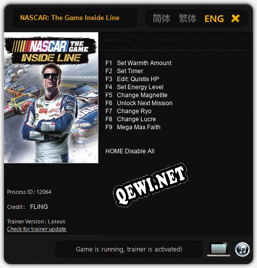 NASCAR: The Game Inside Line: ТРЕЙНЕР И ЧИТЫ (V1.0.33)