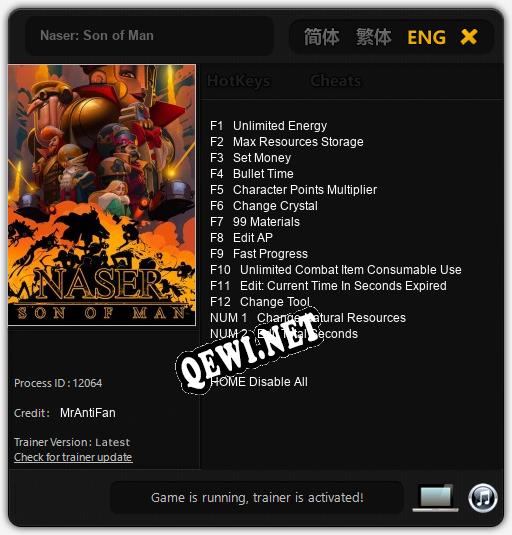 Трейнер для Naser: Son of Man [v1.0.6]