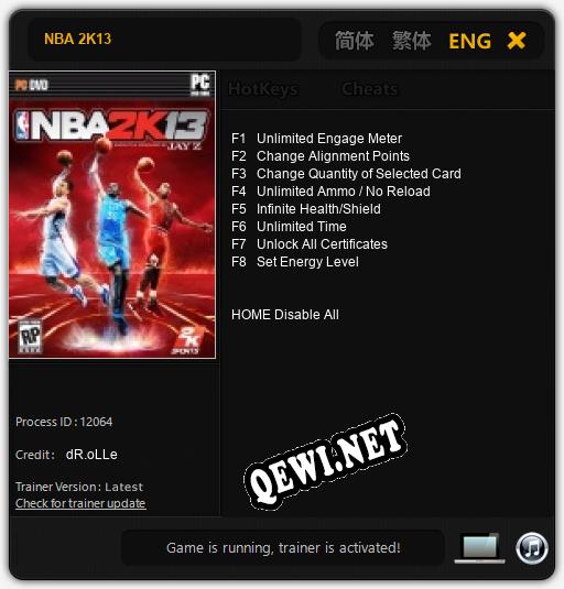 Трейнер для NBA 2K13 [v1.0.6]