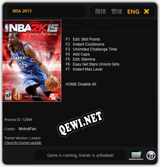 Трейнер для NBA 2K15 [v1.0.3]