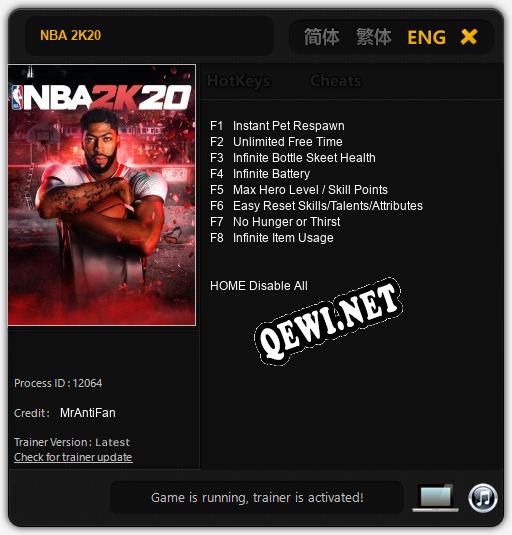 Трейнер для NBA 2K20 [v1.0.8]