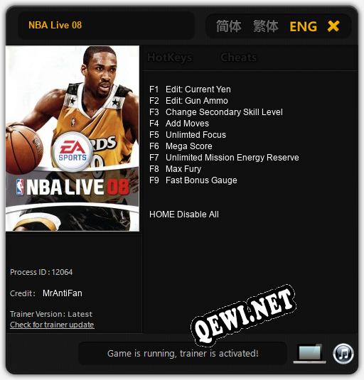 NBA Live 08: Читы, Трейнер +9 [MrAntiFan]