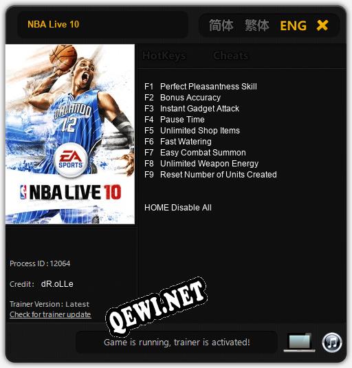 Трейнер для NBA Live 10 [v1.0.5]