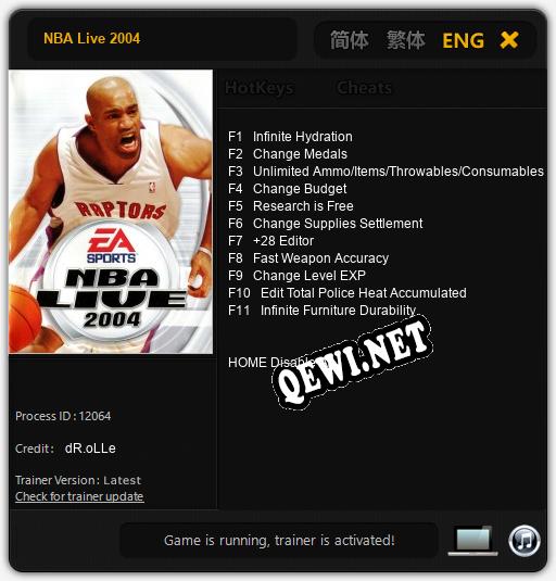 NBA Live 2004: ТРЕЙНЕР И ЧИТЫ (V1.0.85)