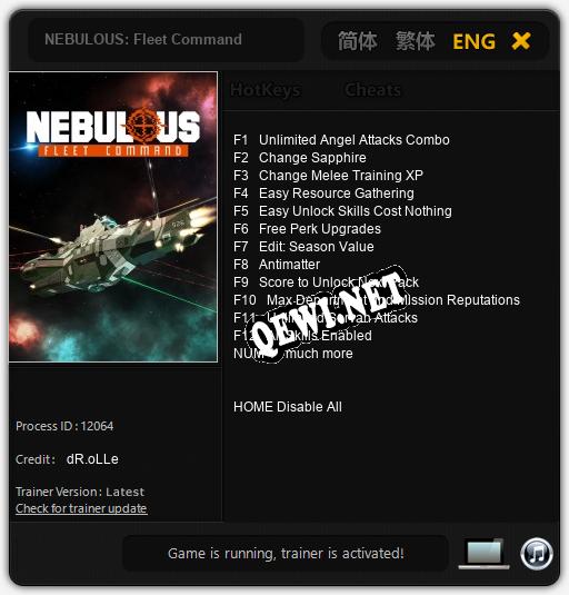 Трейнер для NEBULOUS: Fleet Command [v1.0.1]