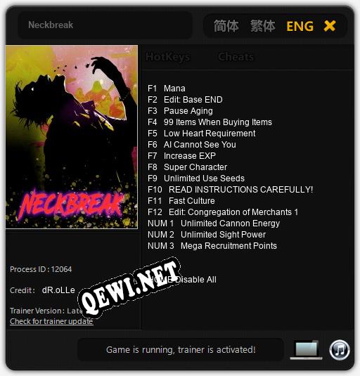 Neckbreak: Трейнер +15 [v1.8]