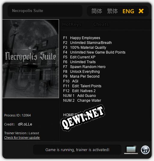 Трейнер для Necropolis Suite [v1.0.3]