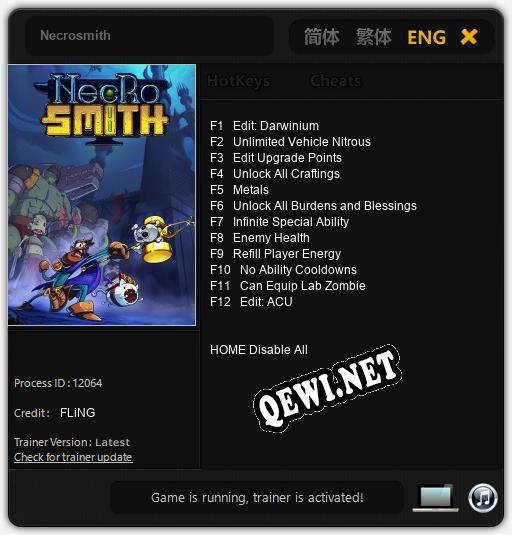 Трейнер для Necrosmith [v1.0.8]