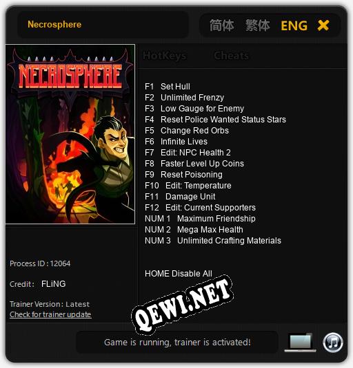 Necrosphere: ТРЕЙНЕР И ЧИТЫ (V1.0.23)