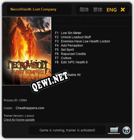 NecroVisioN: Lost Company: Трейнер +8 [v1.7]
