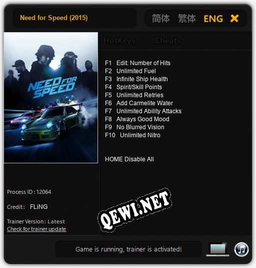 Need for Speed (2015): ТРЕЙНЕР И ЧИТЫ (V1.0.43)