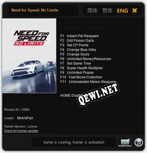 Need for Speed: No Limits: Трейнер +11 [v1.3]