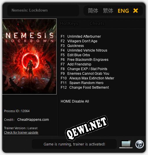 Nemesis: Lockdown: Читы, Трейнер +12 [CheatHappens.com]