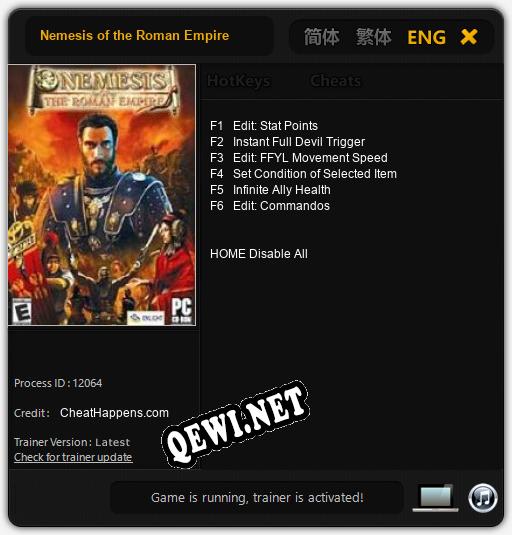 Трейнер для Nemesis of the Roman Empire [v1.0.1]