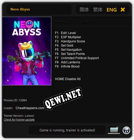 Трейнер для Neon Abyss [v1.0.8]