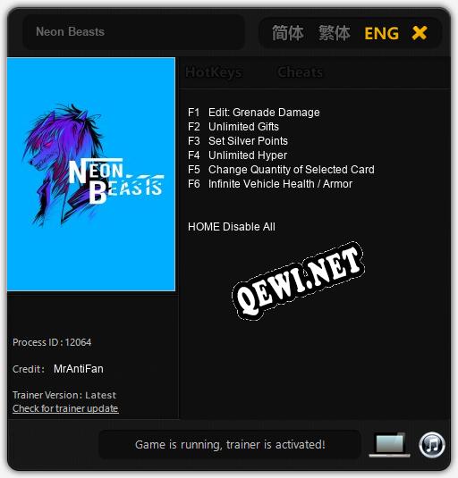 Neon Beasts: ТРЕЙНЕР И ЧИТЫ (V1.0.31)