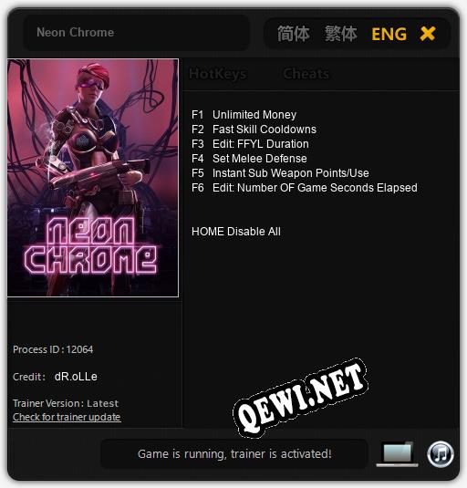 Трейнер для Neon Chrome [v1.0.6]