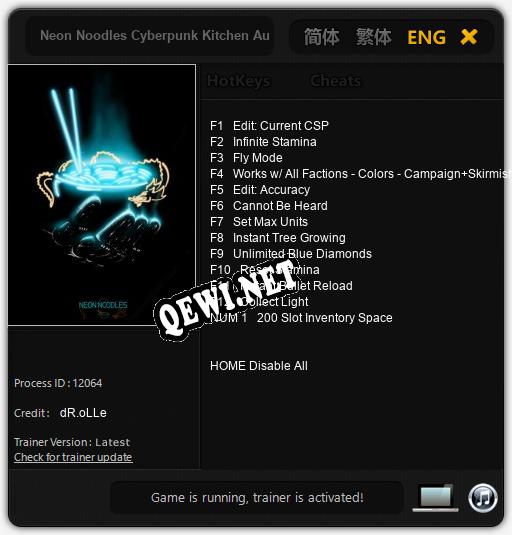 Трейнер для Neon Noodles Cyberpunk Kitchen Automation [v1.0.7]