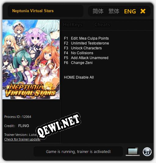 Трейнер для Neptunia Virtual Stars [v1.0.8]