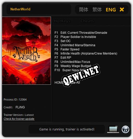 Трейнер для NetherWorld [v1.0.7]
