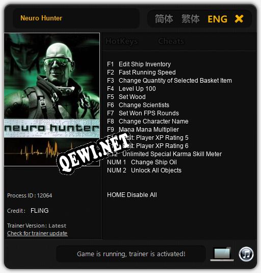 Трейнер для Neuro Hunter [v1.0.3]