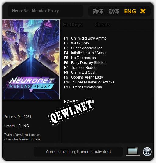 NeuroNet: Mendax Proxy: Читы, Трейнер +11 [FLiNG]