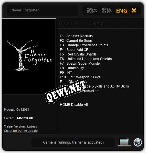 Never Forgotten: Трейнер +13 [v1.1]