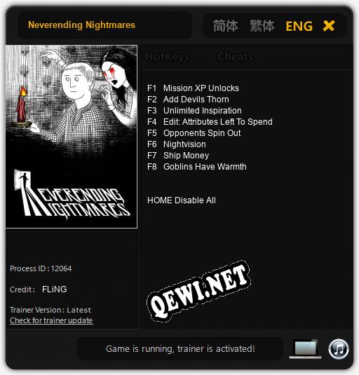 Neverending Nightmares: ТРЕЙНЕР И ЧИТЫ (V1.0.10)