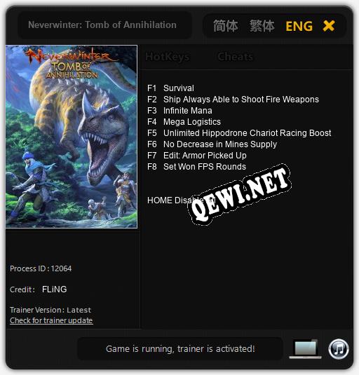 Трейнер для Neverwinter: Tomb of Annihilation [v1.0.7]