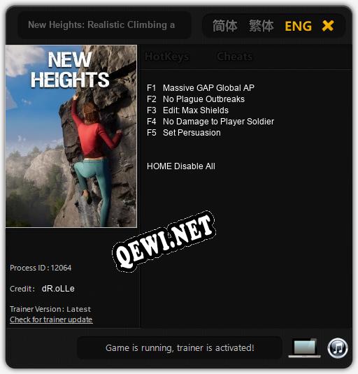 New Heights: Realistic Climbing and Bouldering: Трейнер +5 [v1.2]