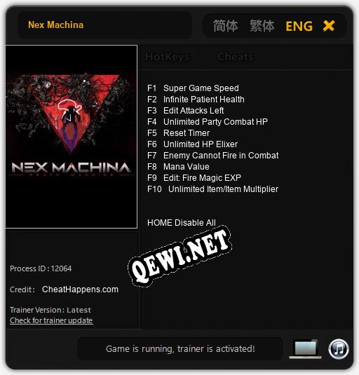 Трейнер для Nex Machina [v1.0.3]
