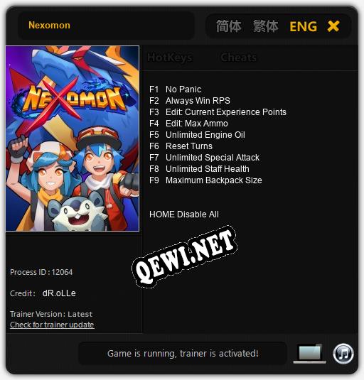 Трейнер для Nexomon [v1.0.5]