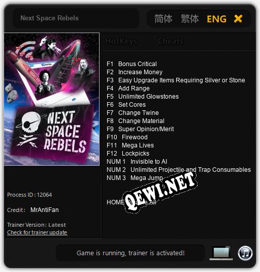 Трейнер для Next Space Rebels [v1.0.2]