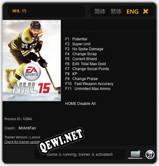 Трейнер для NHL 15 [v1.0.9]